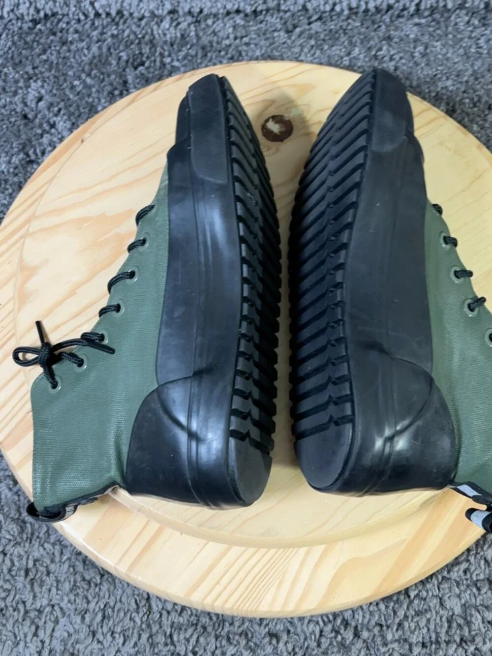 Hunter Combat Boots Women Size 9.5 Green Canvas Waterproof Rain High Top Sneaker